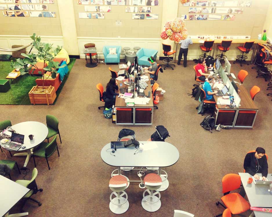 Aerial view of Coworking space in Pacific Workplaces California