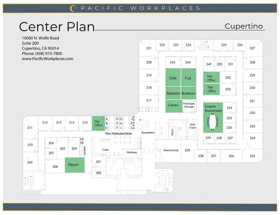 Pacific Workplaces Cupertino Wolfe Road Floor Plan 092523