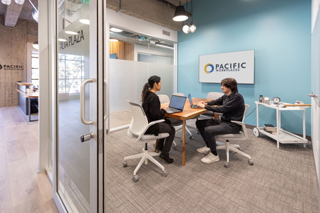 Two people meeting in San Francisco corporate meeting venues