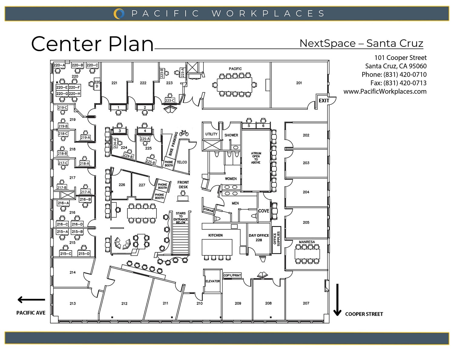 NextSpace Santa Cruz powered by Pacific Workplaces Floor Plan 081225